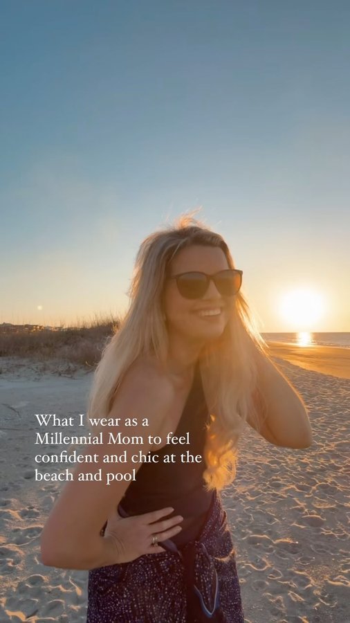 Instagram post by @beckyfkeller for Miraclesuit. Caption reads: A bathing suit brand that honestly made such a....