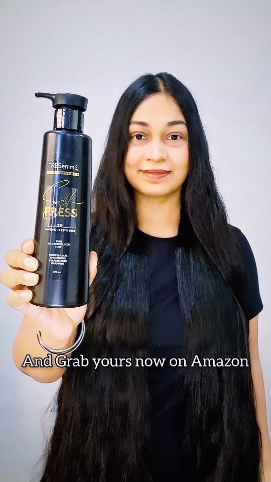 Instagram post by @jazkiran07 for TRESemme. Caption reads: Go heatless with TRESemmé Silk Press and give your....