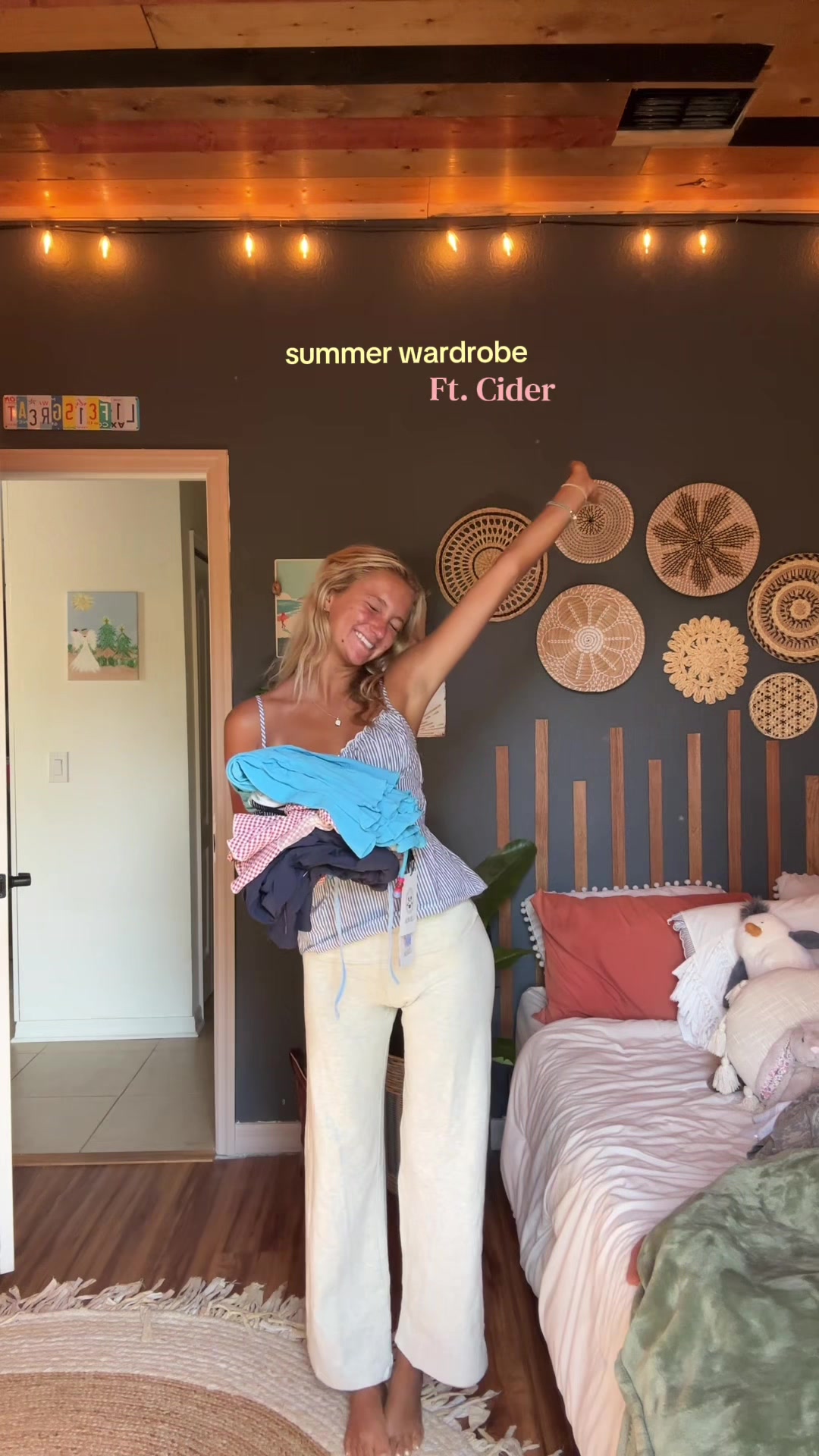 TikTok post by @jadegoorsky for CiderEssentials. Caption reads: [...] clothes for travel and summer!!!!....