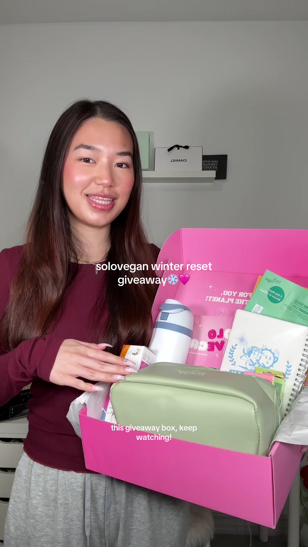 TikTok post by @jas.mine.ang for SoloVegan. Caption reads: [...] this TWO amazing skincare boxes from....