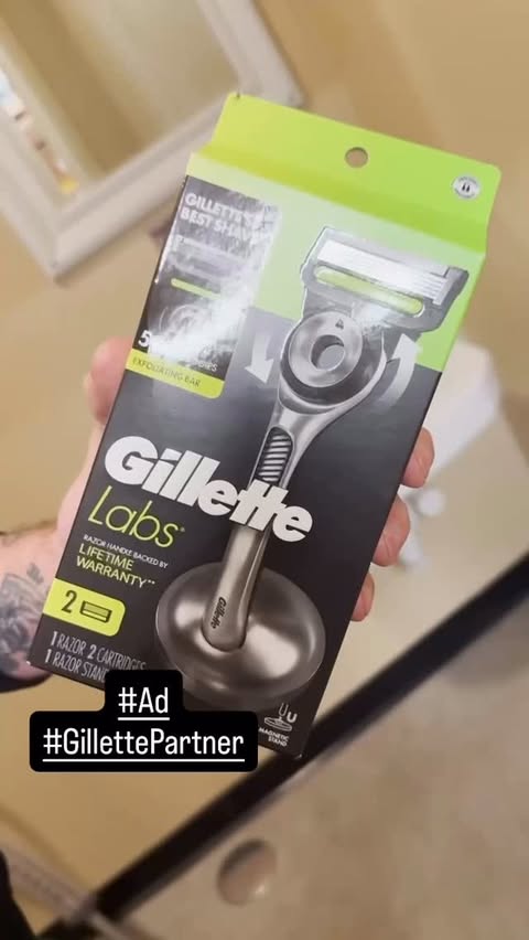 Instagram post by @taylorlewan for Gillette. Caption reads: #ad #GillettePartner I’ve been using the @gillette....
