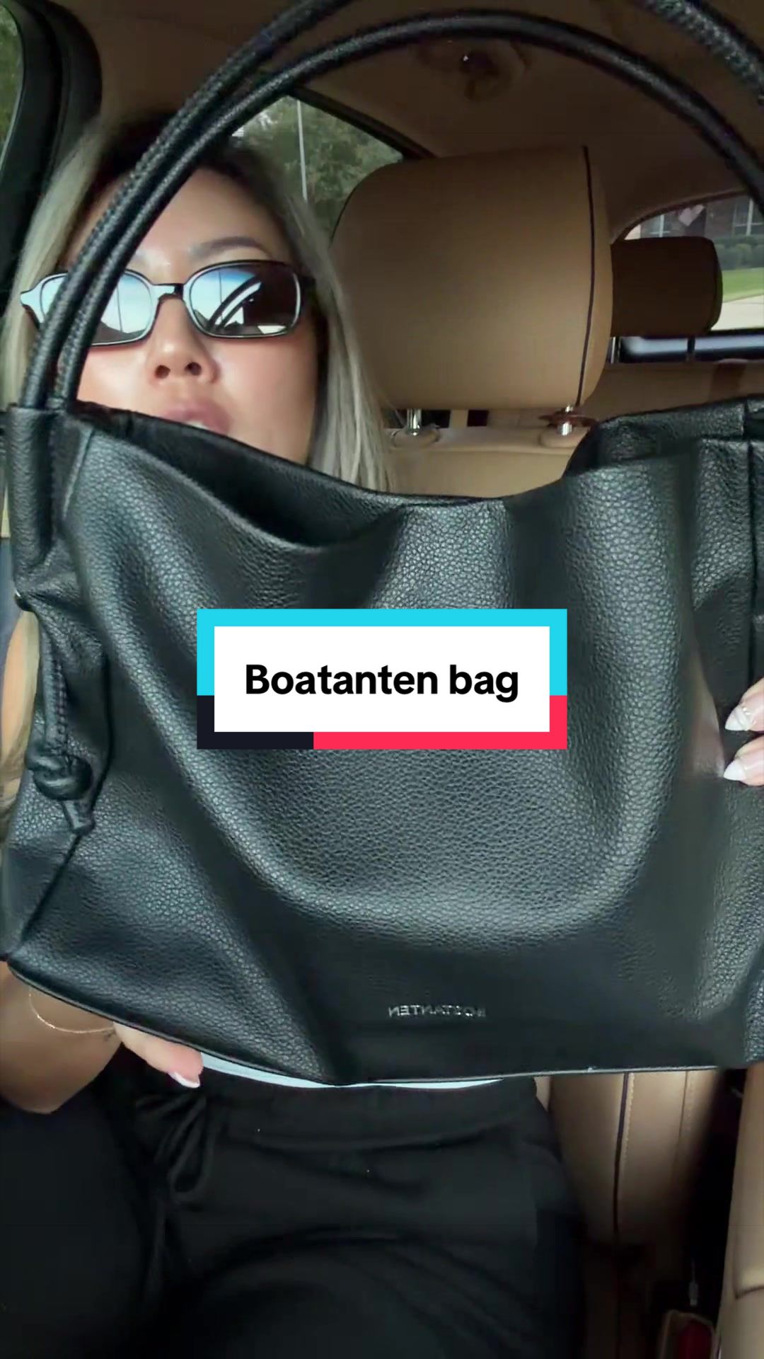 TikTok post by @alexandraryoo for Bostanten. Caption reads: @Bostanten this bag is literally perfect! [...].