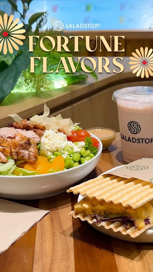 Instagram post by @jktupdatesofficial for SaladStop!. Caption reads: 🧧🍊 New year, new flavours! @saladstopid dropped....