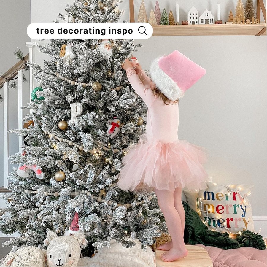 Instagram post by @hellokimberlee for iloveplum. Caption reads: this is your sign to start decorating 🎄✨ comment....