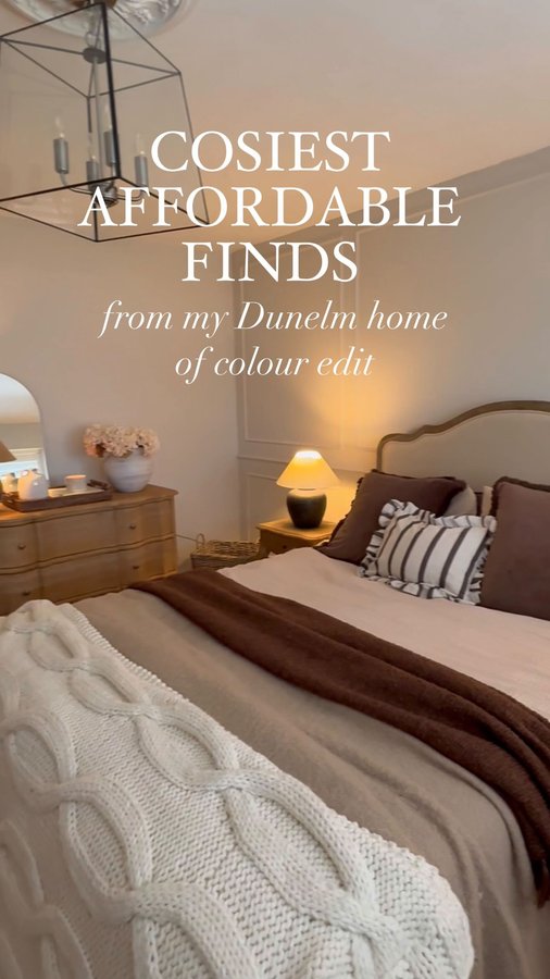 Instagram post by @jade.sweeney_ for Dunelm. Caption reads: ad COSY SEASON BEDROOM FINDS! @dunelmuk ​
​
I was....