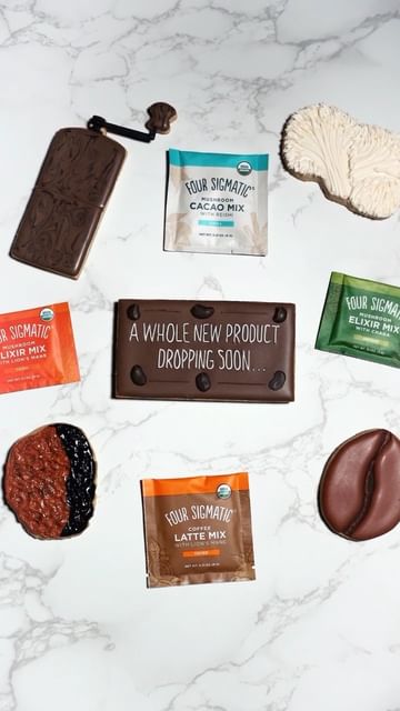 Instagram post by @karenthibakes for Four Sigmatic. Caption reads: [...] 🥰 In the meantime, I’m enjoying my....