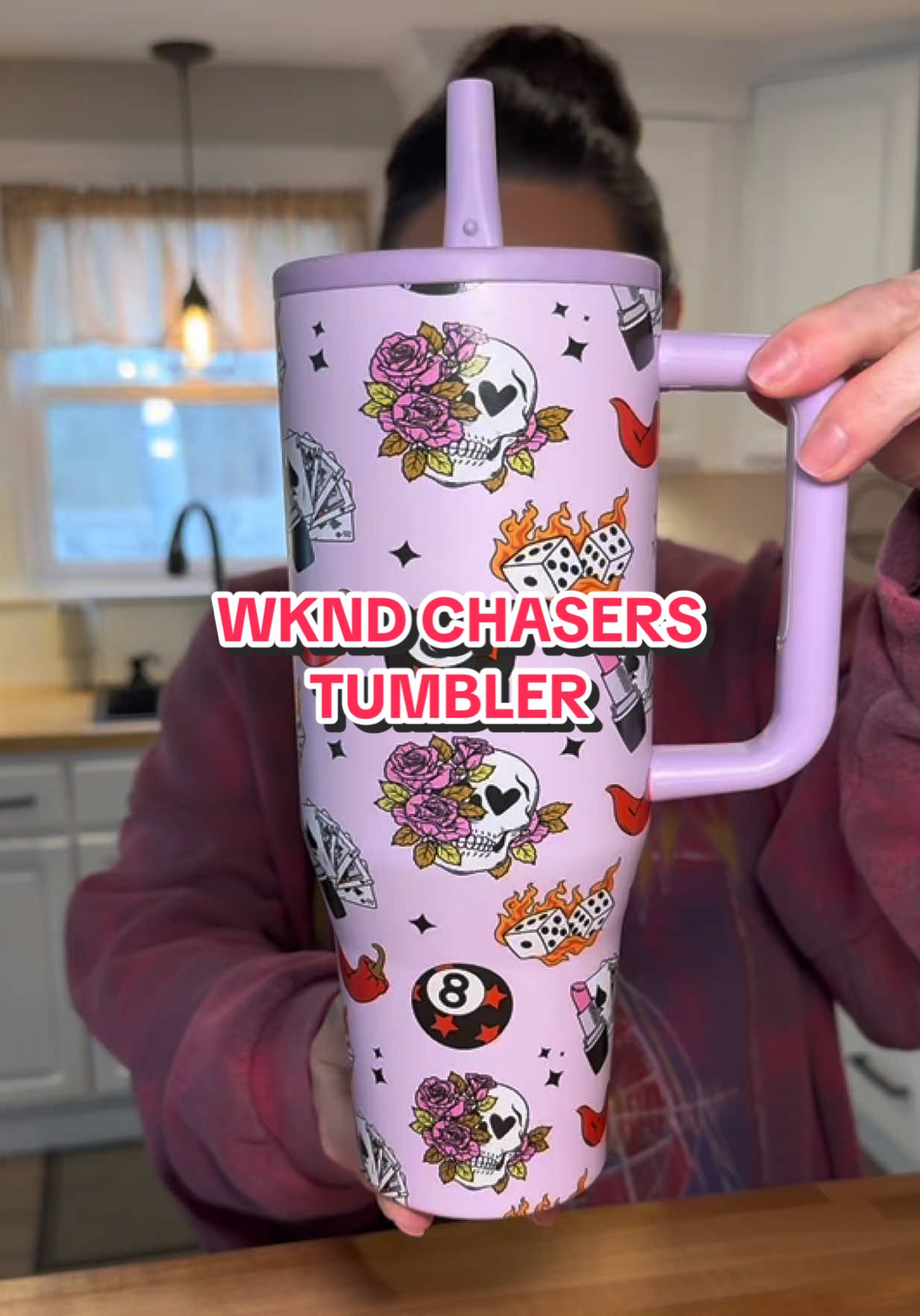 TikTok post by @fe.roper for WKNDchasers. Caption reads: The cutest tumbler from @WKND Chasers! I drink....