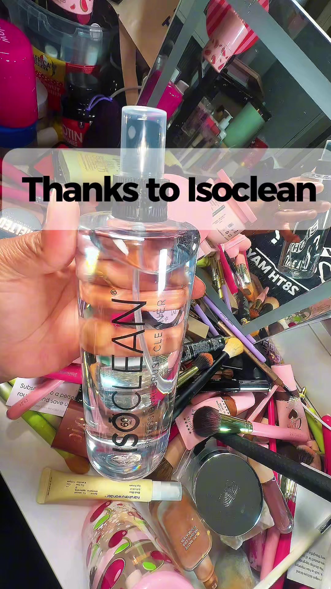 TikTok post by @valerie_mua for ISOCLEAN. Caption reads: @ISOCLEAN brush cleaners make cleaning [...].