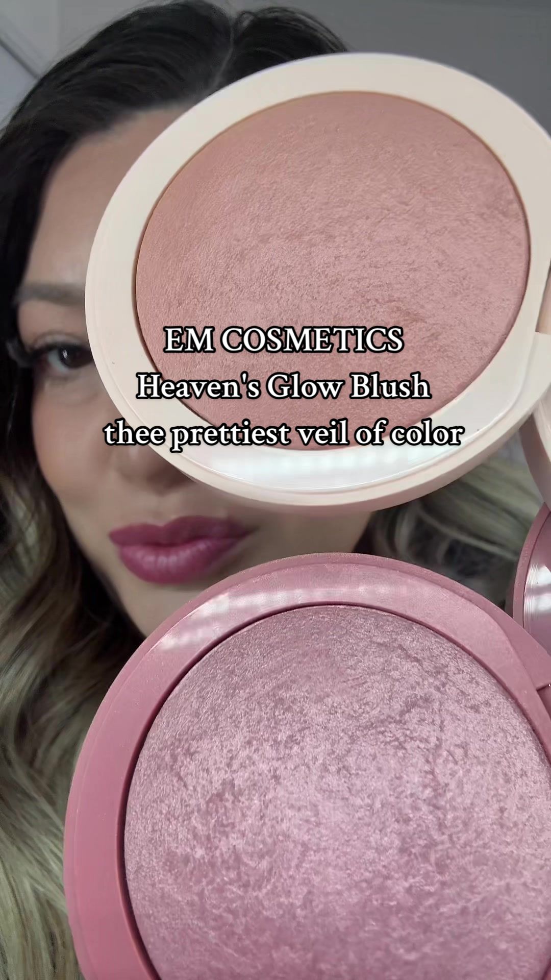 TikTok post by @lookatmesandrad for EM Cosmetics. Caption reads: BOGO deal! Pick any shade of EM Cosmetics Heaven's....