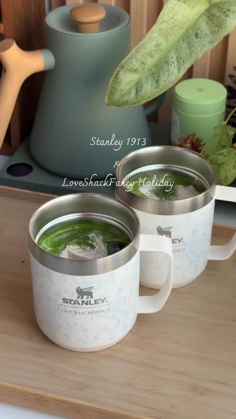 Instagram post by @leila_cafeathome for Stanley 1913. Caption reads: Stanley 1913 x LoveShackFancy....