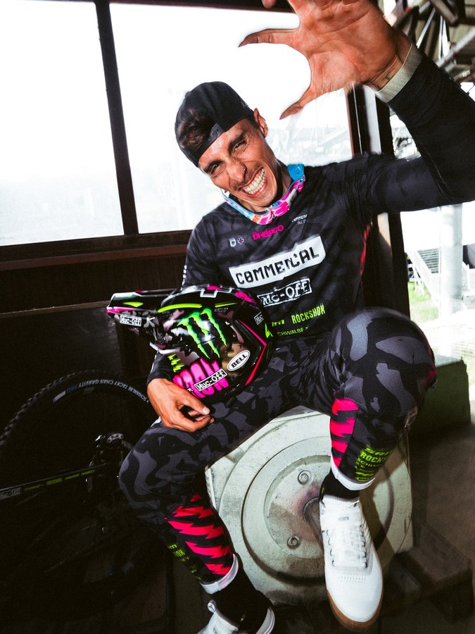 Instagram post by @amaurypierron4 for Muc-Off. Caption reads: [...] Gets with insane new kit in collab with....