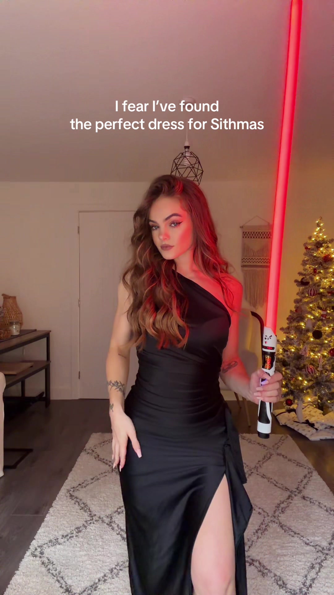 TikTok post by @darthcydiousx for ArtSabers. Caption reads: [...] here - Lightsaber: @Saber66LiveAction....