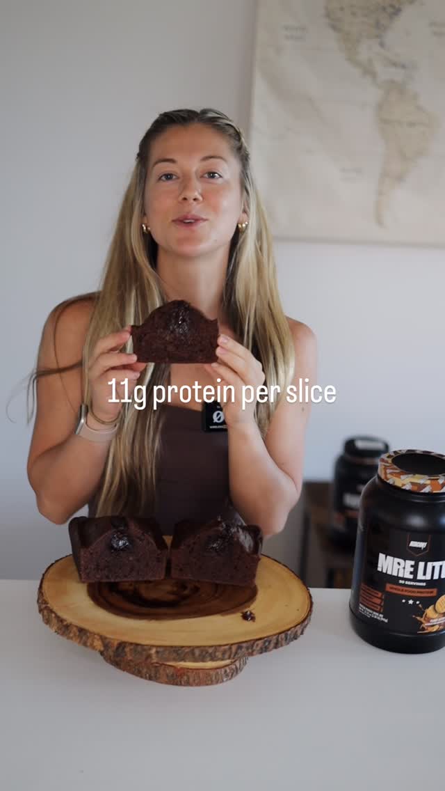 Instagram post by @fitwithfenton for REDCON1. Caption reads: High protein, no sugar PB chocolate banana loaf....