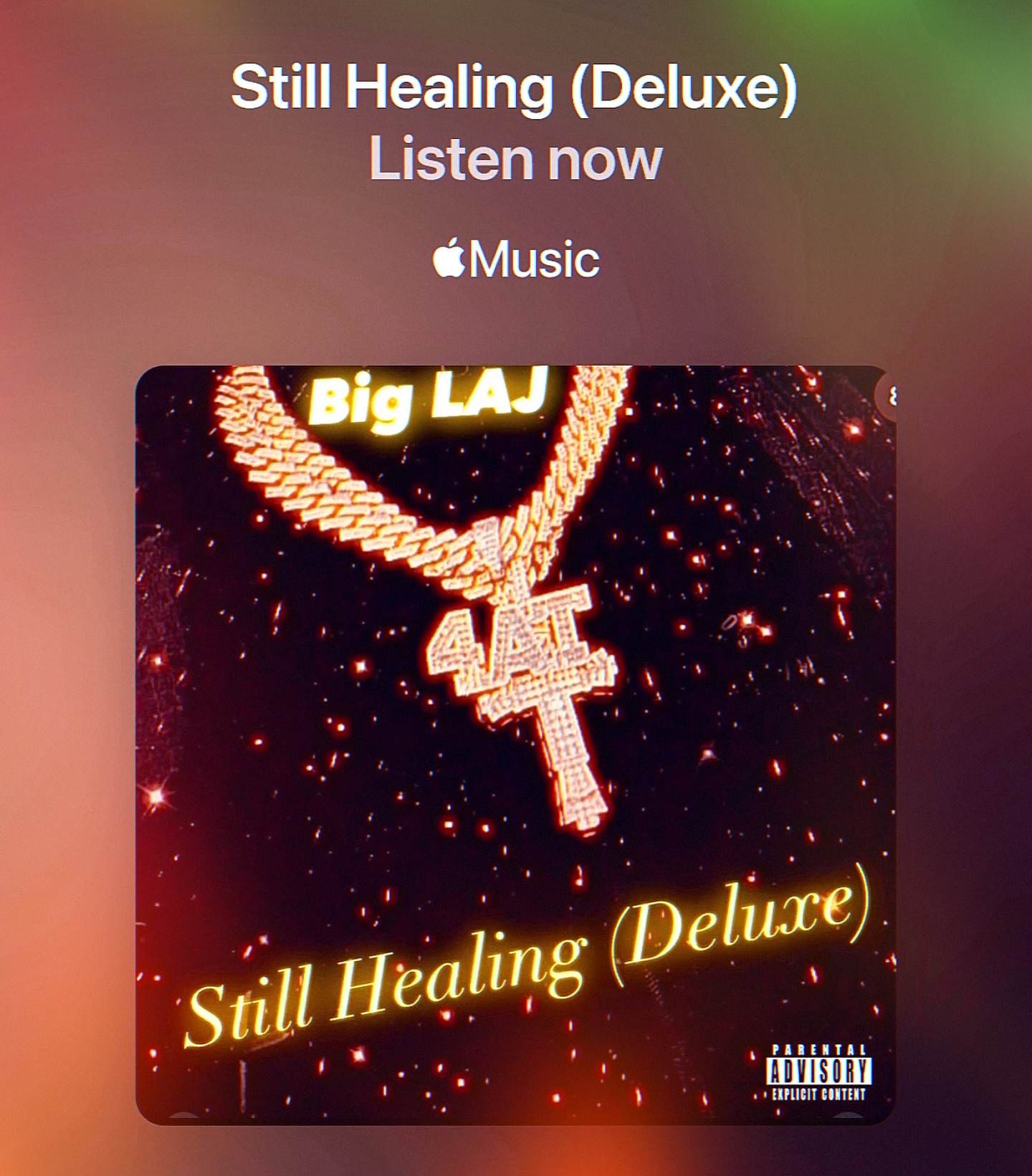Instagram post by @biglaj24 for TIDAL. Caption reads: #BigLAJ #StillHealingDeluxe back live and....