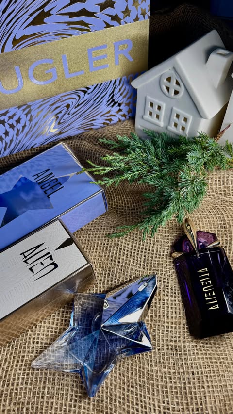 Instagram post by @bee.b.eauty for WPP. Caption reads: ✨ MUGLER ANGEL 💙 vs MUGLER ALIEN💜 ✨
Two iconic....