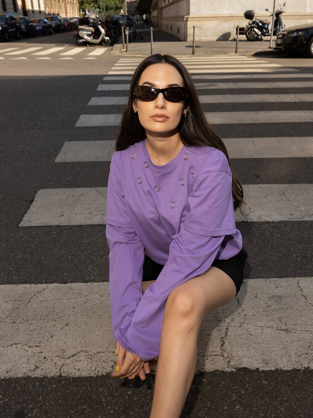 Instagram post by @giuliavalentina for Jimmy Choo. Caption reads: me whenever I get a new pair of sunglasses 🐼....