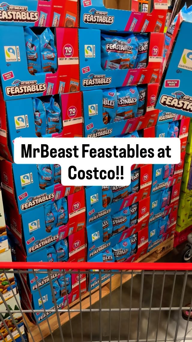 Instagram post by @costcohotfinds for Feastables. Caption reads: [...] so you can’t find it anywhere else!....