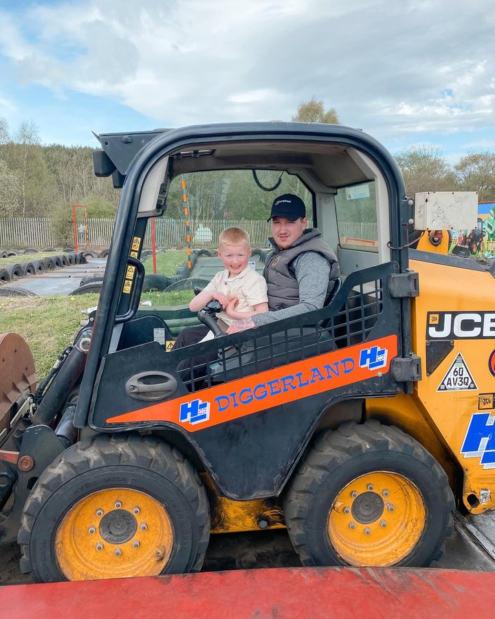 Instagram post by @theoferneandme for Diggerland. Caption reads: A few favourites from our visit to @diggerland.uk....