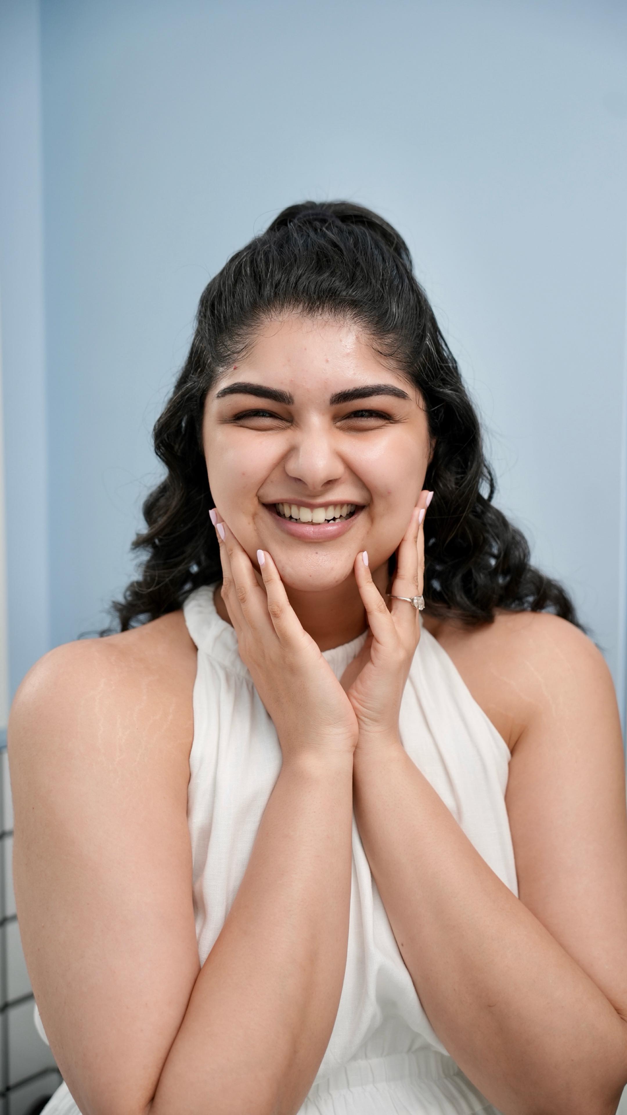 Instagram post by @anshulakapoor for OLAY. Caption reads: Engagement glow ✨ or skincare glow? 👀

Okay fine…....