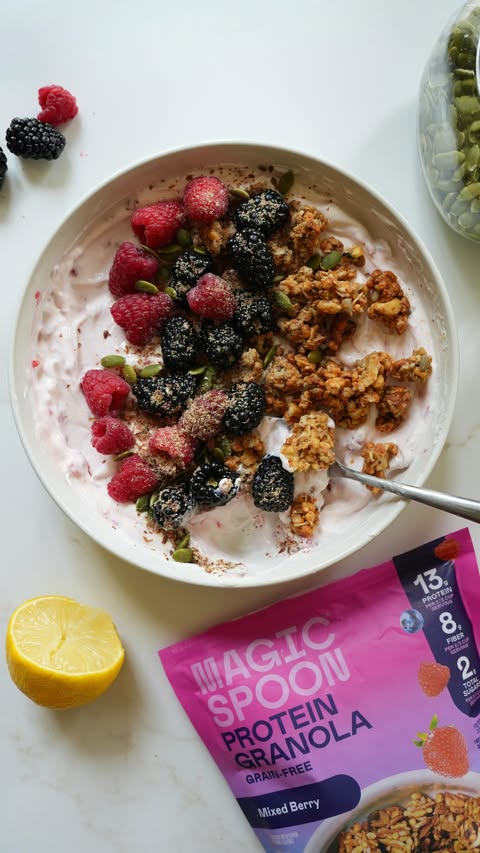 Instagram post by @nourishment.nutrition for Magic Spoon. Caption reads: Breakfast this morning with @magicspooncereal....
