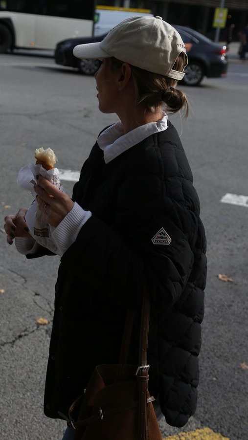 Instagram post by @le.petit.colette for Pyrenex. Caption reads: [...] warm in my favorite easy city look....