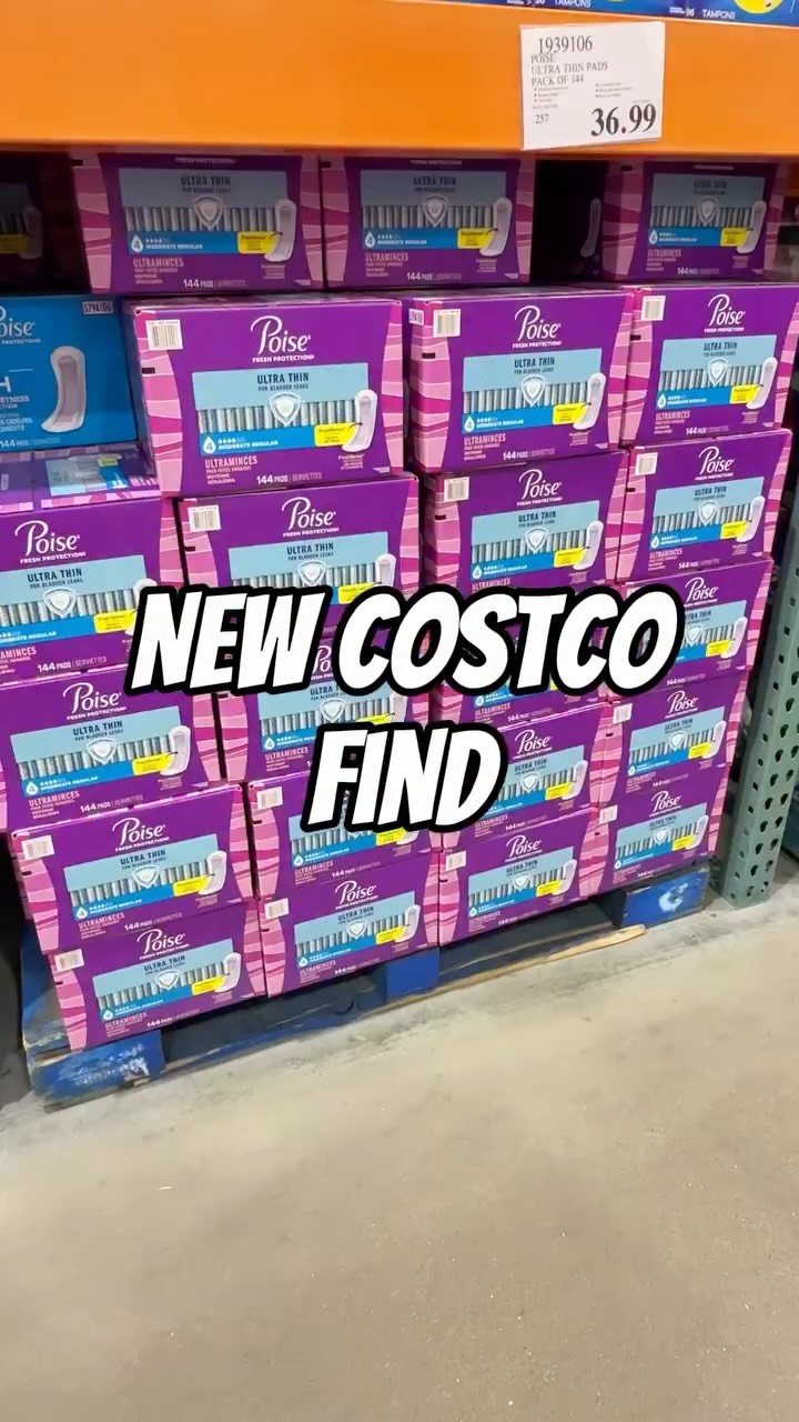 Instagram post by @couponcutiecanada for Poise. Caption reads: Costco now has a new pack of the @poise Ultra Thin....
