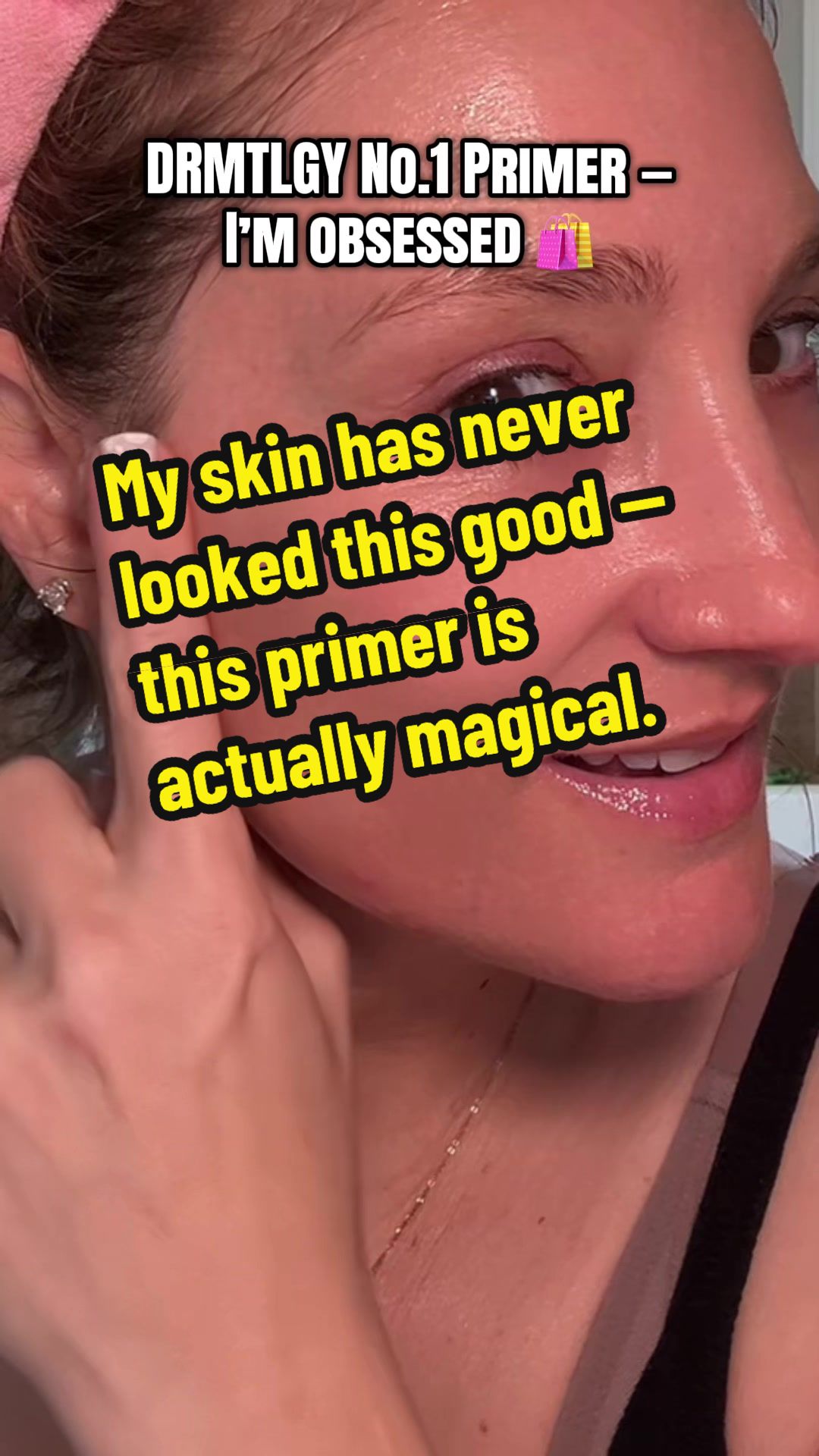 TikTok post by @amfoster01 for DRMTLGY. Caption reads: [...] — this primer is truly magical. ✨ The....