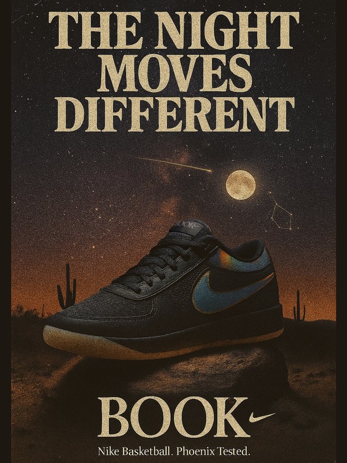 Instagram post by an influencer for Nike Basketball. Caption reads: The Nike Book 1 “Desert Night” is available now on....