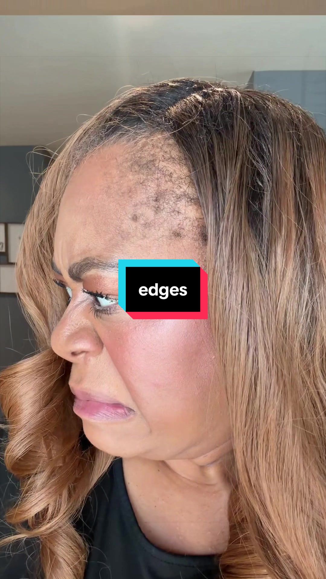 TikTok post by @plussizeandbossy for BOLDIFY. Caption reads: [...] #HairLossSolutions #HairlineHack @@boldify.