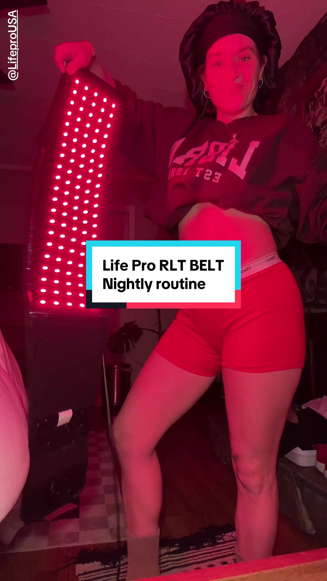 TikTok post by @anjamama for Lifepro Fitness. Caption reads: April will be my one year anniversary with red....