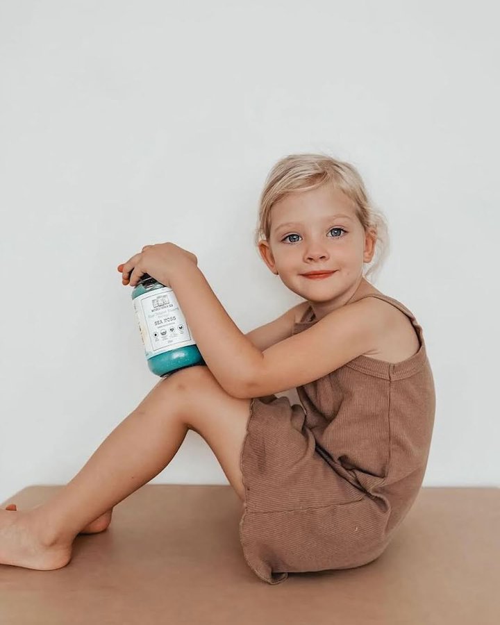 Instagram post by @thegardnerstory__ for Natures Farmer Sea. Caption reads: Boosting my kids nutrition with @naturesfarmersea....