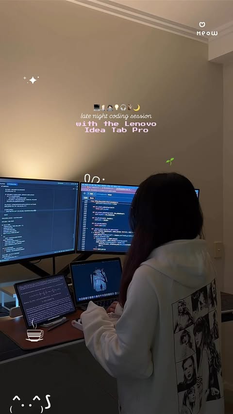 Instagram post by @dearnmarie for Lenovo. Caption reads: || late night coding session with the @lenovoanz....