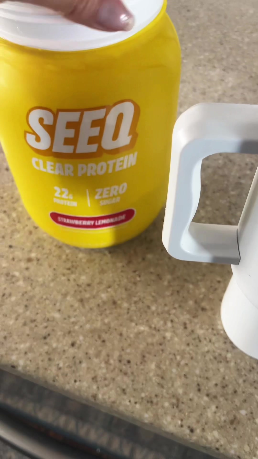 TikTok post by @erikak_303 for SEEQ SUPPLY. Caption reads: [...] is my latest obsession! #clearprotein @SEEQ....