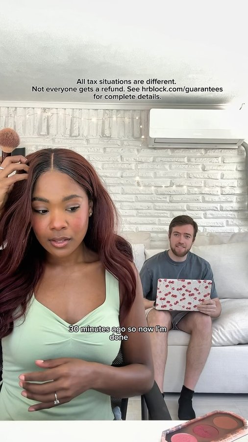 Instagram post by @sierrainphotos for H&R Block. Caption reads: #hrbpartner Filing online with H&R Block is super....