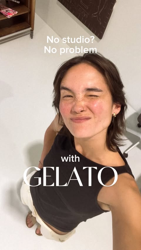 Instagram post by @em_niwa for Gelato. Caption reads: Testing out new ways to print with @gelato 🐎🐎🐎....