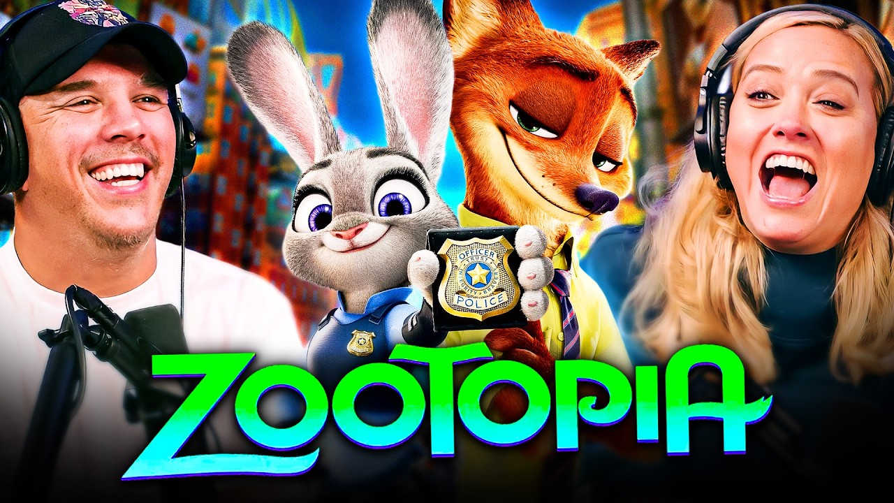 YouTube post by @TheKristianHarloff for TeePublic. Caption reads: ZOOTOPIA (2016) | Movie REACTION! | First Time....