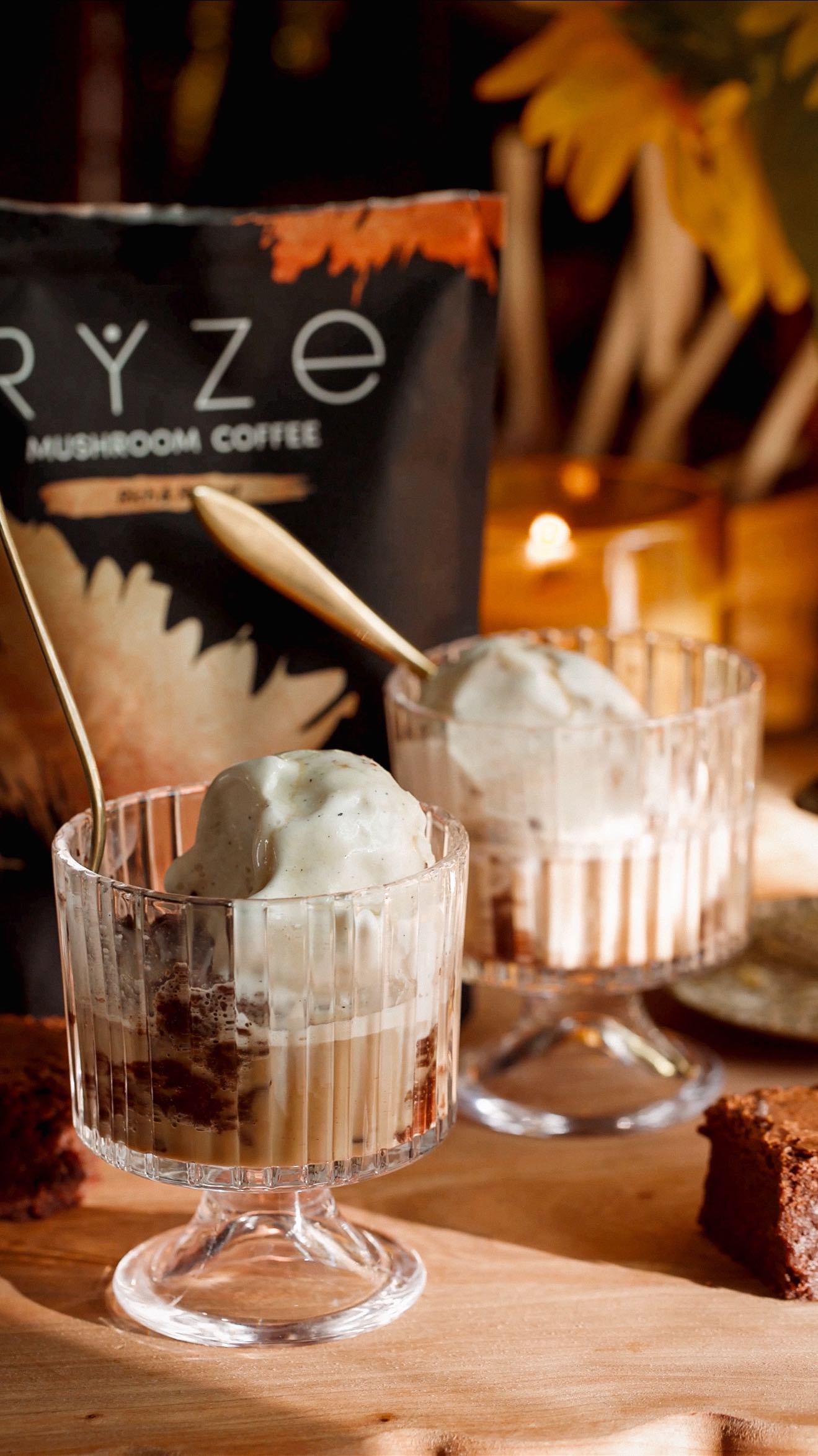 Instagram post by @northwoodsfolk for RYZE SUPERFOODS. Caption reads: There are desserts that satisfy a craving, and....