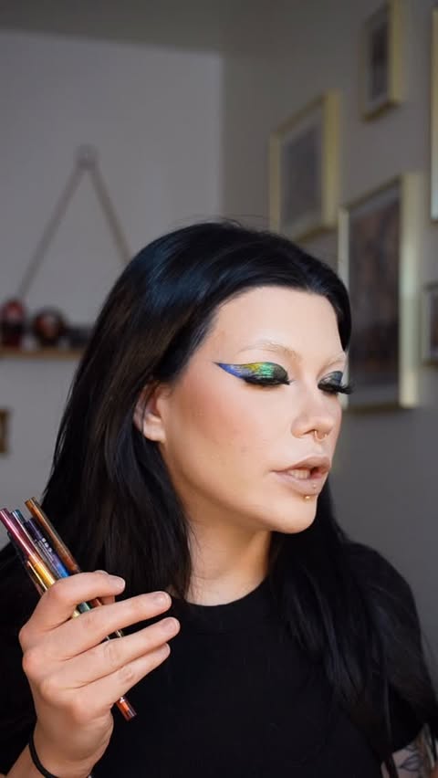 Instagram post by @kittygirllivie for MOIRA Cosmetics. Caption reads: Loved this green shade 💚🤭 (ad) @moiracosmetics....