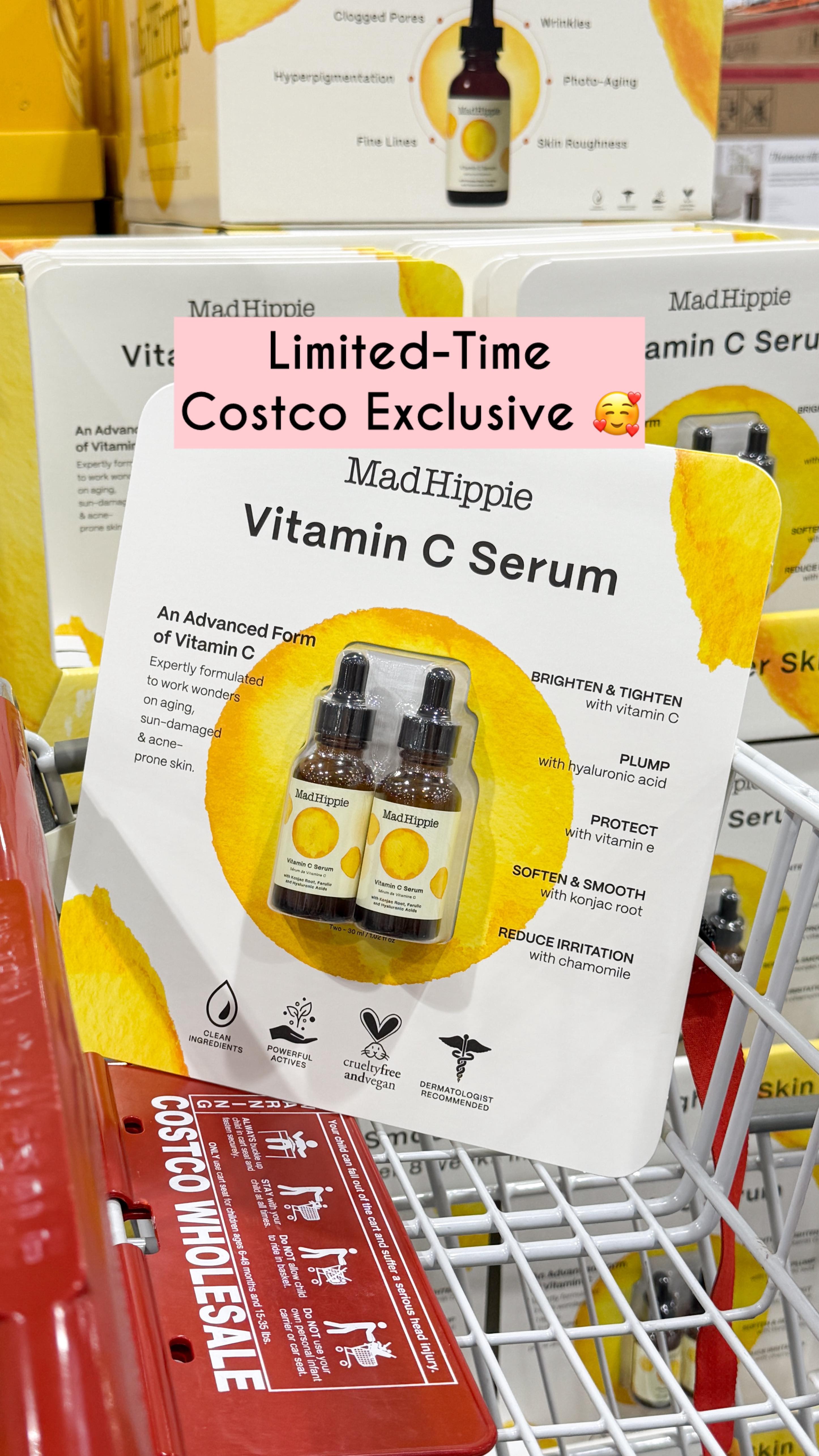 Instagram post by @costcoaisles for Mad Hippie. Caption reads: @madhippiebeauty is in Costco! 😍 Brighten and....