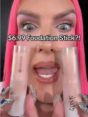 TikTok post by @jeffreestar for ESSENCE. Caption reads: Is the VIRAL @essence $6.99 foundation stick....