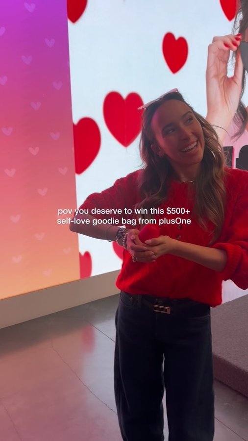 Instagram post by @livschreiber for MyPlusOne. Caption reads: giving away this HUGEEEE gift bag FILLED with....