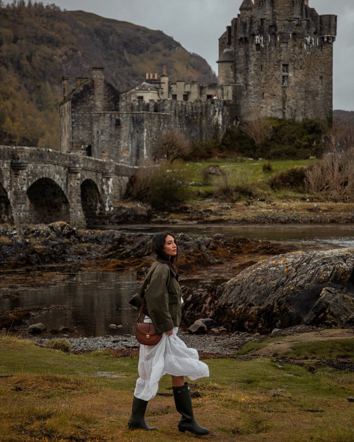 Instagram post by @anoushkalila for Barbour. Caption reads: Welcome to the Scotland Road Trip Diaries....