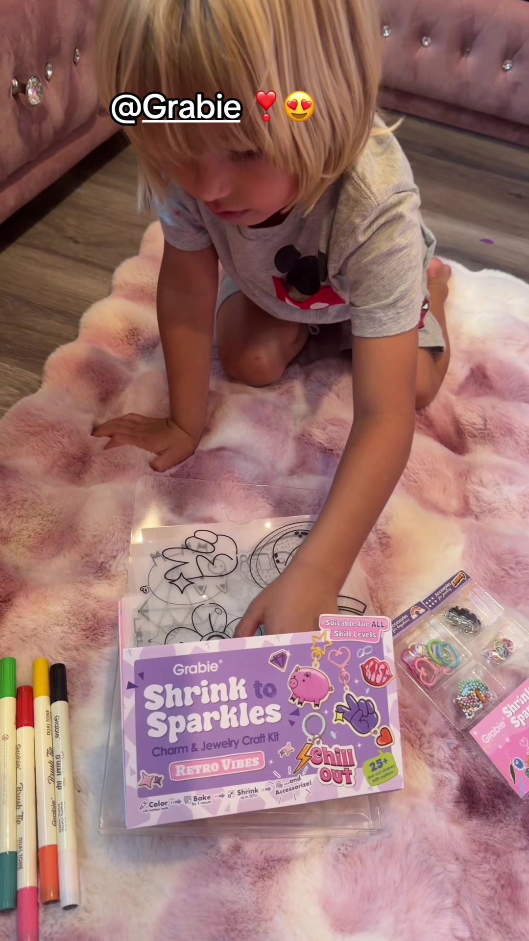 TikTok post by @missmelaniemartin1 for Grabie Art. Caption reads: [...] #KidsActivities #ShrinkArt @grabieart....