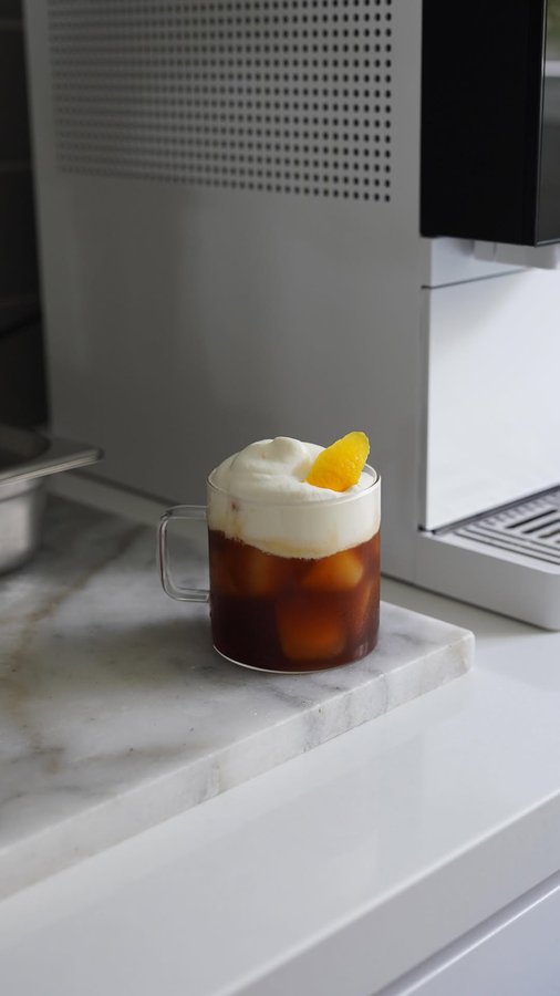 Instagram post by @a.goodtable for Terra Kaffe. Caption reads: [...] zest cold foam using my TK-02 by @terrakaffe....