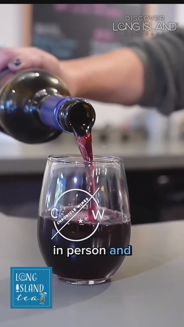Instagram post by @drinkchronicle for Discover Long Island. Caption reads: [...] ✨🍷 #LongIslandTea #discoverlongisland....