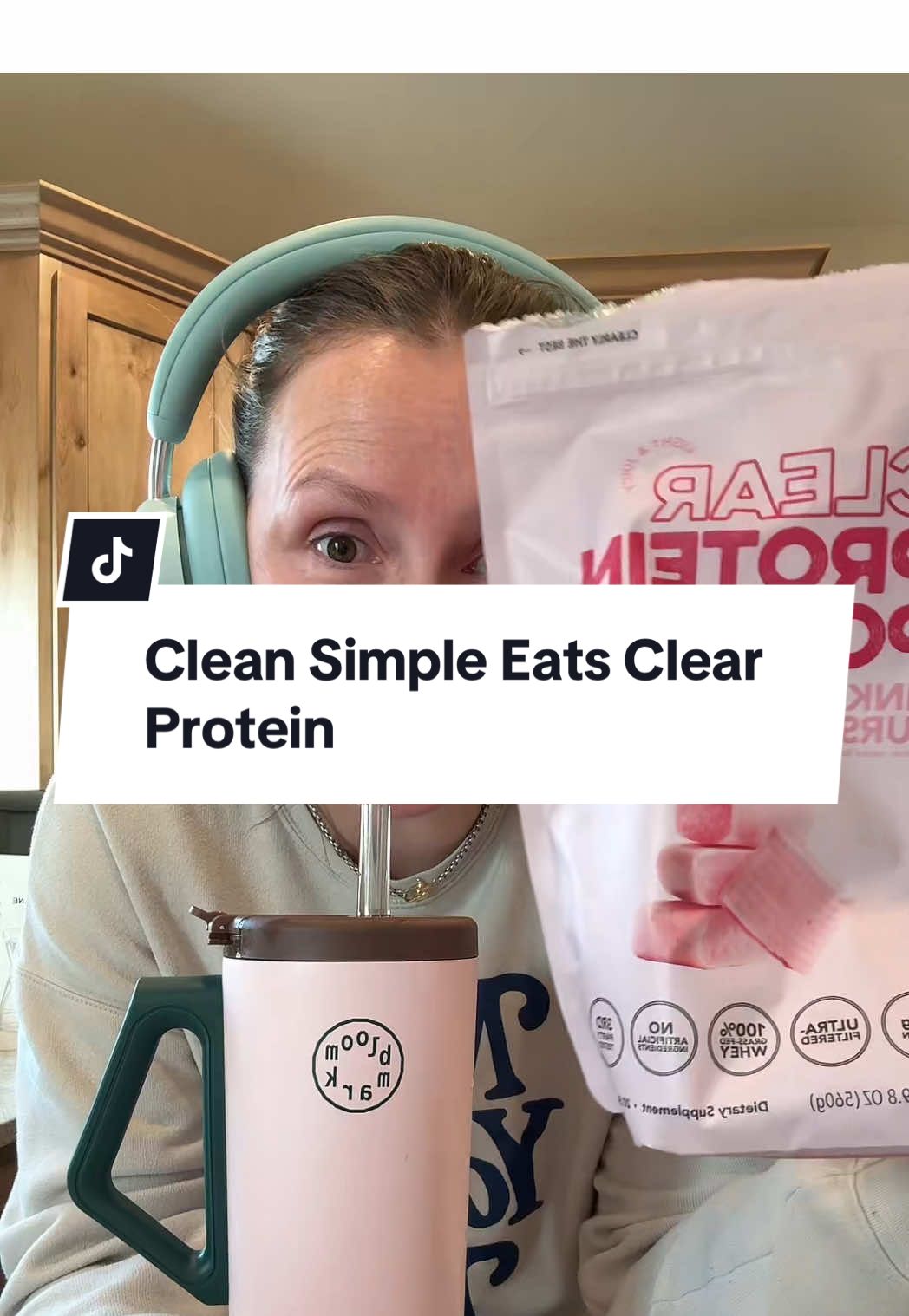 TikTok post by @amanda.anderson24 for Clean Simple Eats. Caption reads: [...] protein powder in pink burst by @Clean....