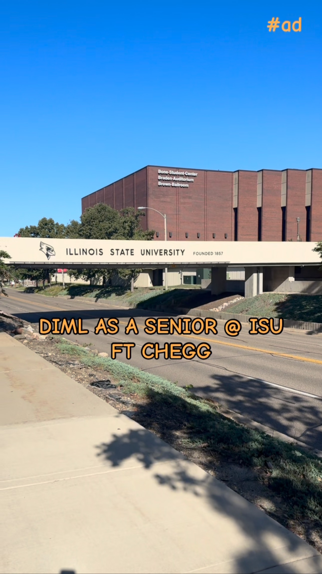 Instagram post by @oreoluwa.lawson for Chegg. Caption reads: #sponsored A day in the life on campus ✨ From....