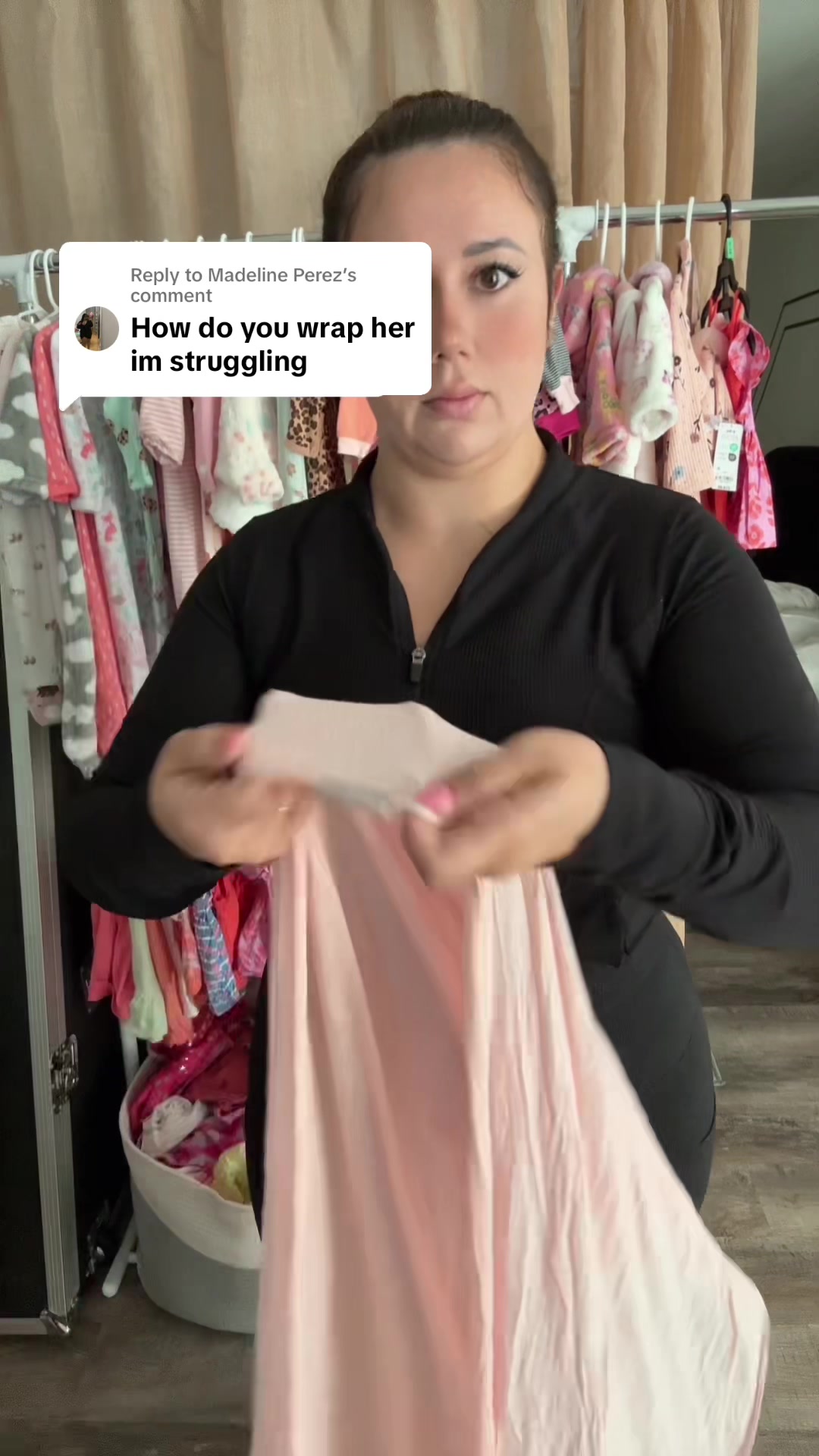 TikTok post by @hayla_gram for WeeSprout. Caption reads: Replying to @Madeline Perez #babywrap @WeeSprout.