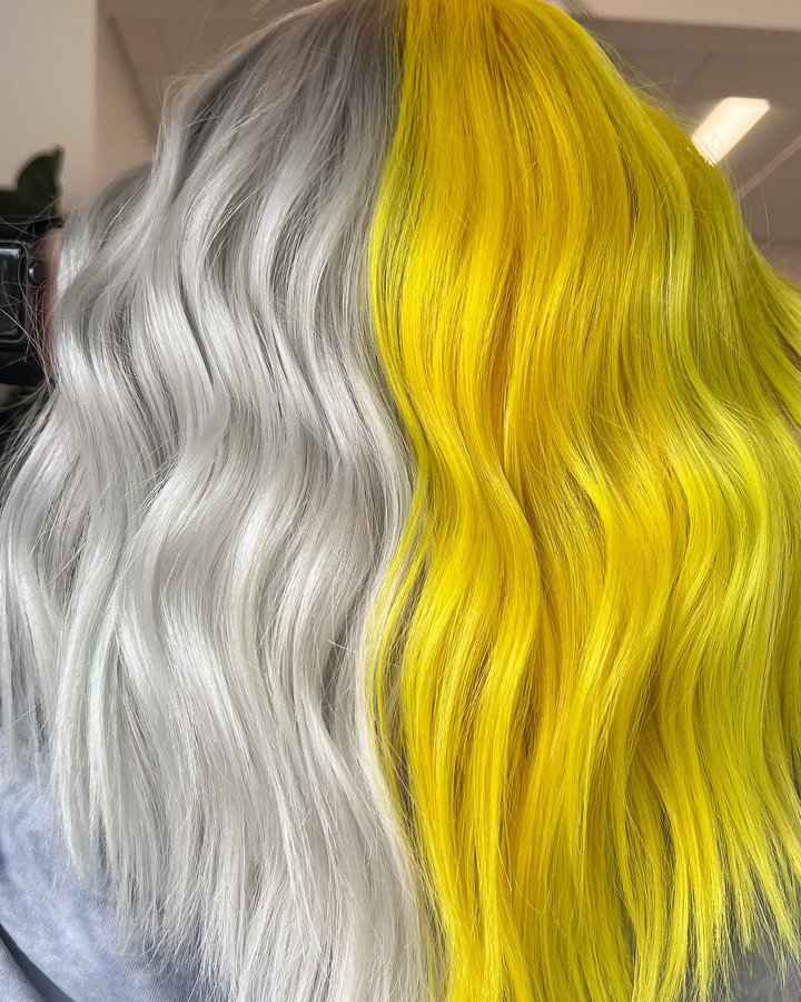 Instagram post by @thegreenhairedstylist for Framar. Caption reads: [...] by Danger Jones Creative, @k18hair, and....