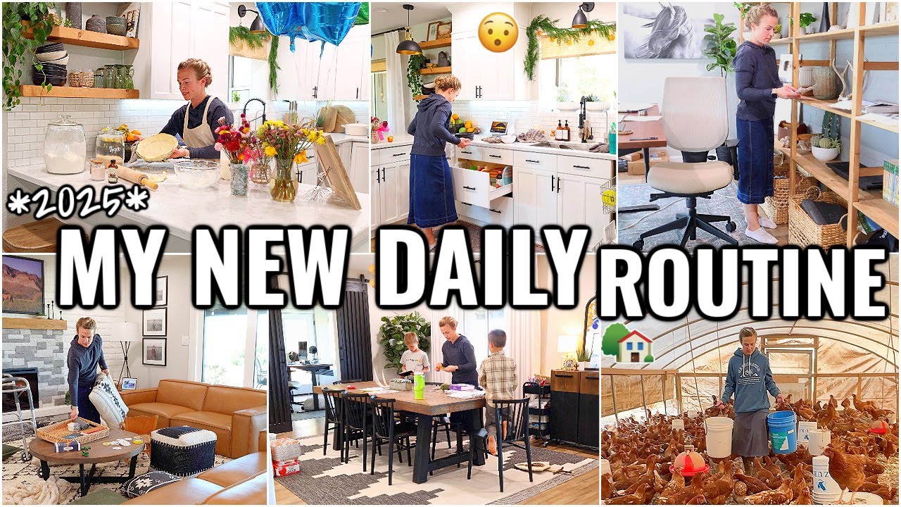 YouTube post by @hannahshappyhome for thredUP. Caption reads: MY *NEW* DAILY ROUTINE FOR 2025!!🏠 6:30AM MORNING....